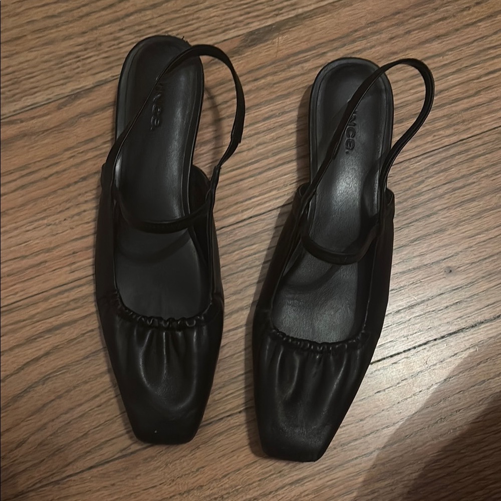 Vince Black Leather Slingback Flats